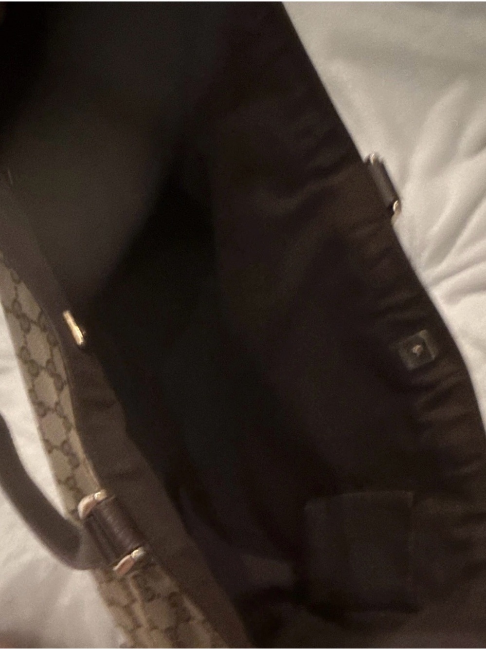 Gucci Beige Brown GG Canvas Tote with Leather Trim - Picture 9 of 11